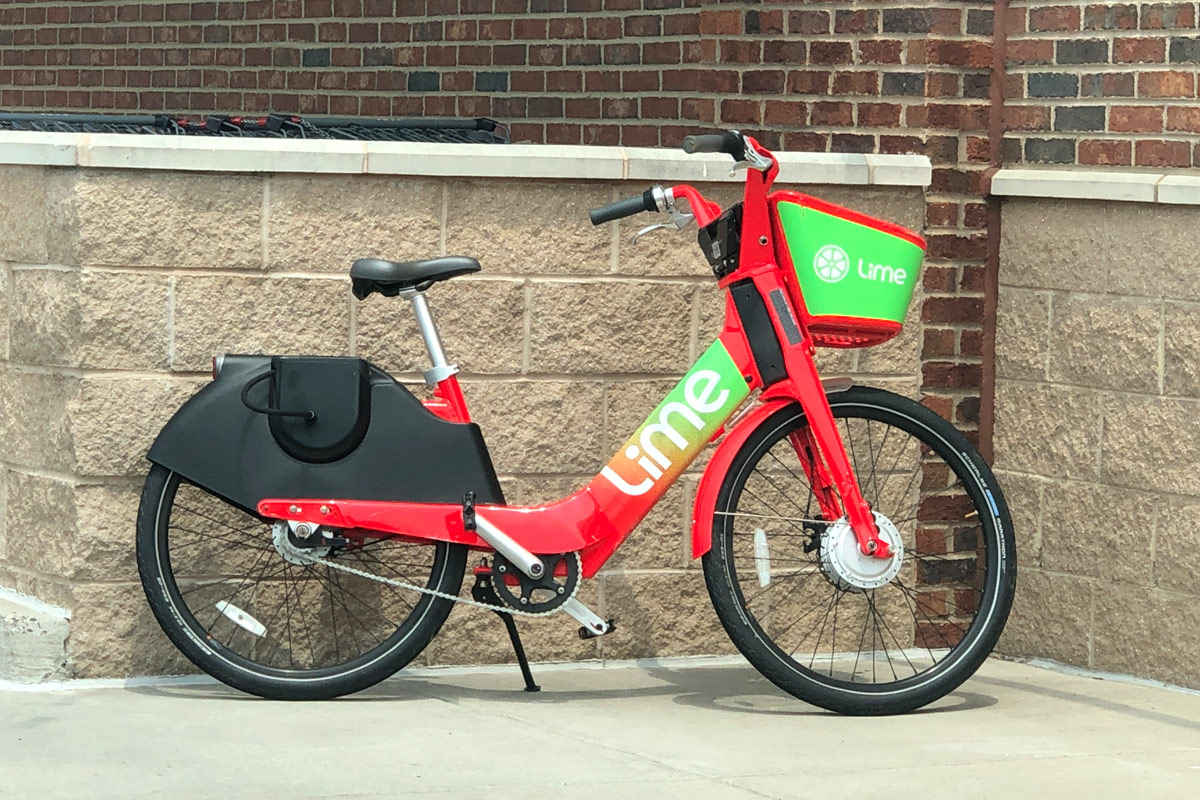 Image of a Lime bike; example of micromobility