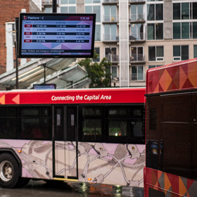 Image of digital signage at a bus station