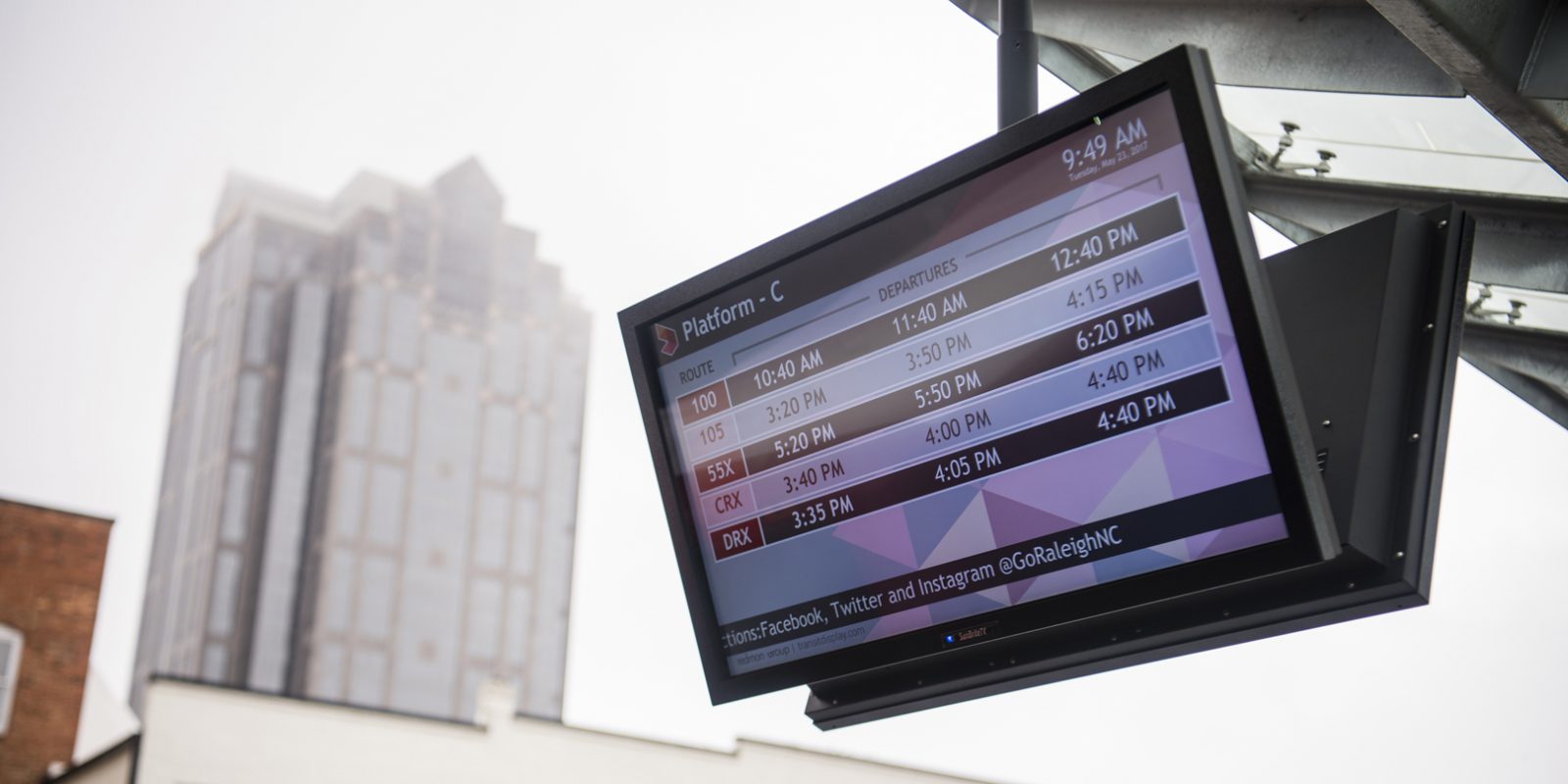 Close up of a Transit Display at GoRaleigh Station