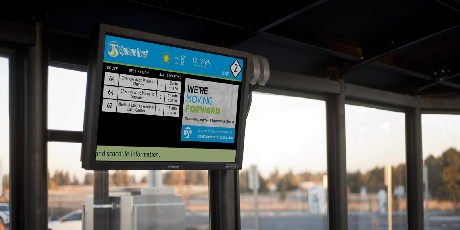 Image of a Transit Display at the Spokane Transit Authority. 